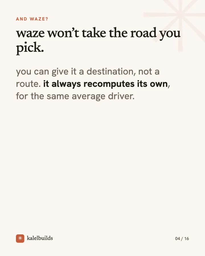 Waze ne se laisse pas imposer une route, il recalcule toujours la sienne
